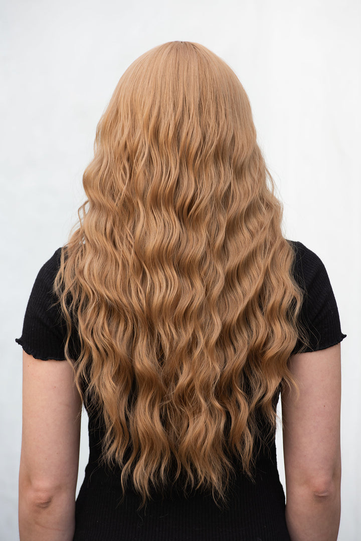 Strawberry Blonde Wavy Synthetic Wig with Bangs Amelie