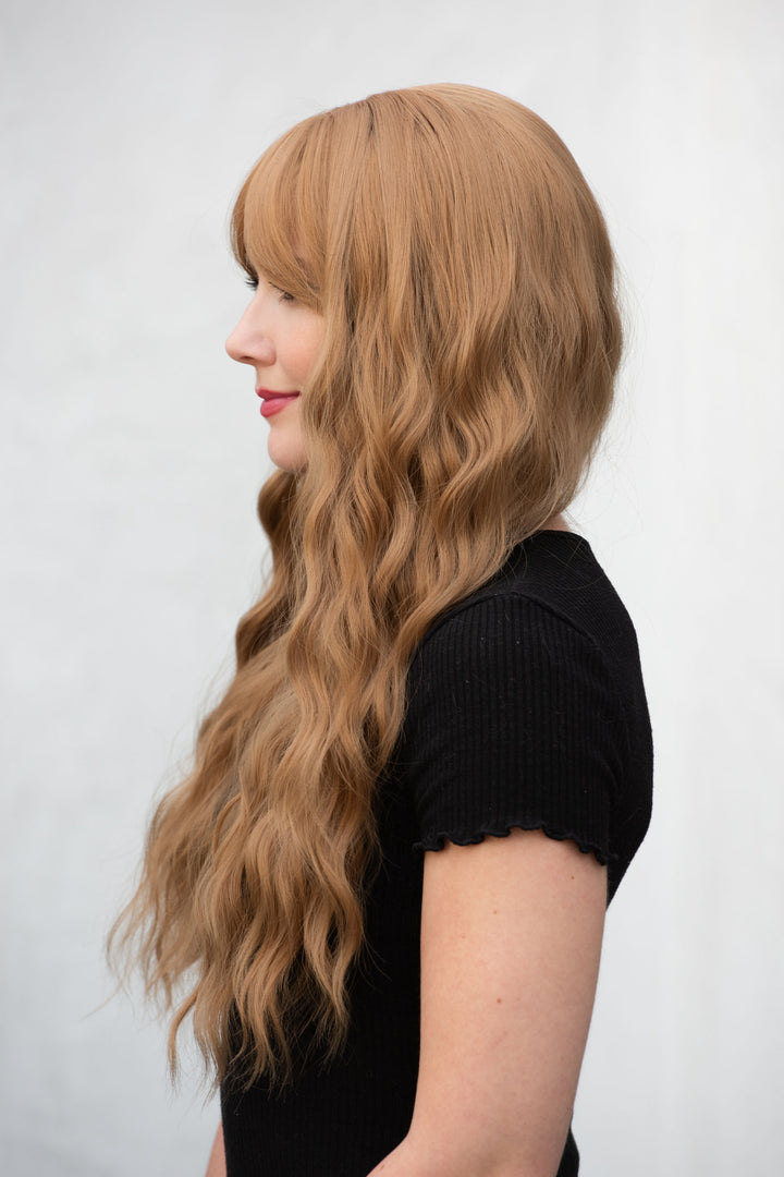 Strawberry Blonde Wavy Synthetic Wig with Bangs Amelie