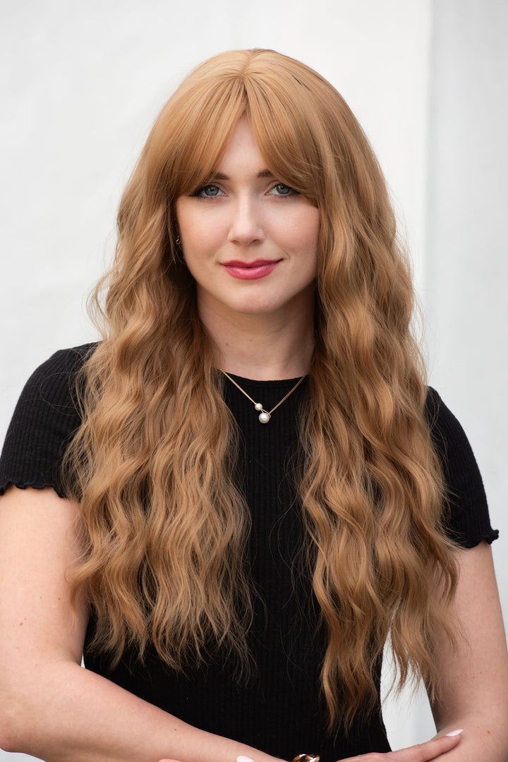 Strawberry Blonde Wavy Synthetic Wig with Bangs Amelie
