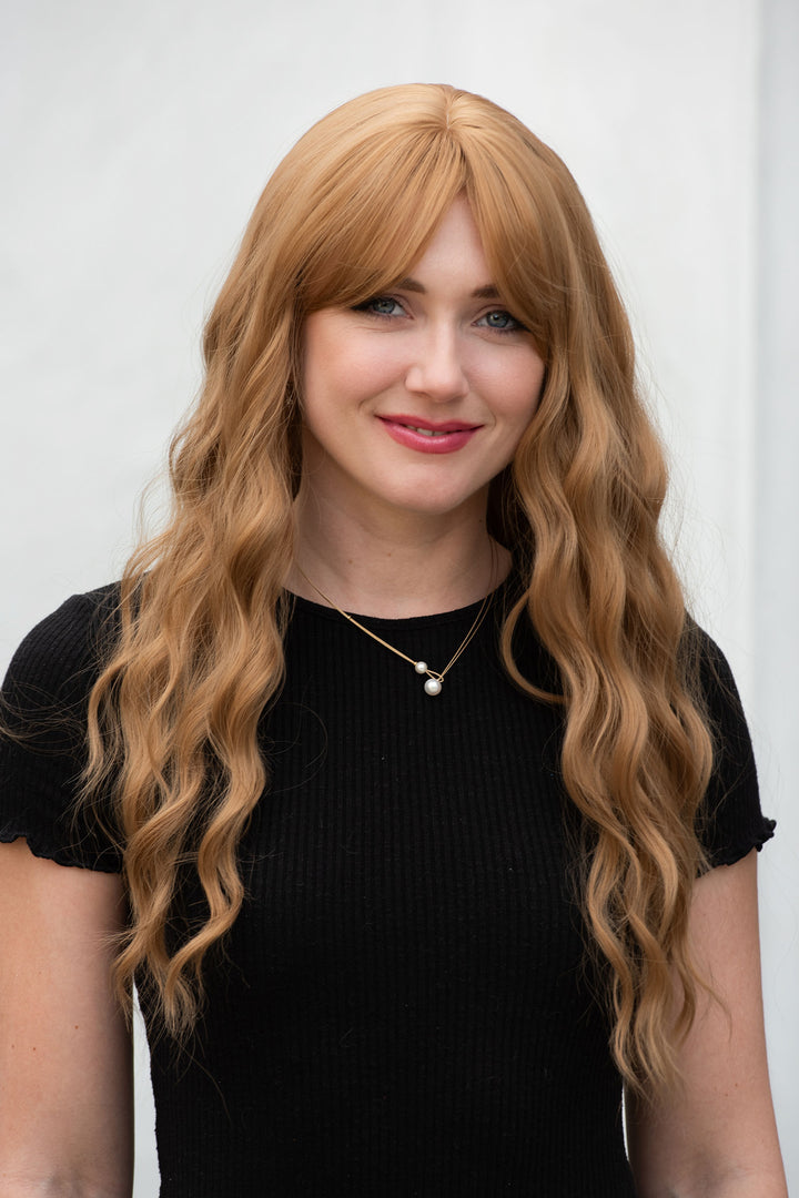 Strawberry Blonde Wavy Synthetic Wig with Bangs Amelie