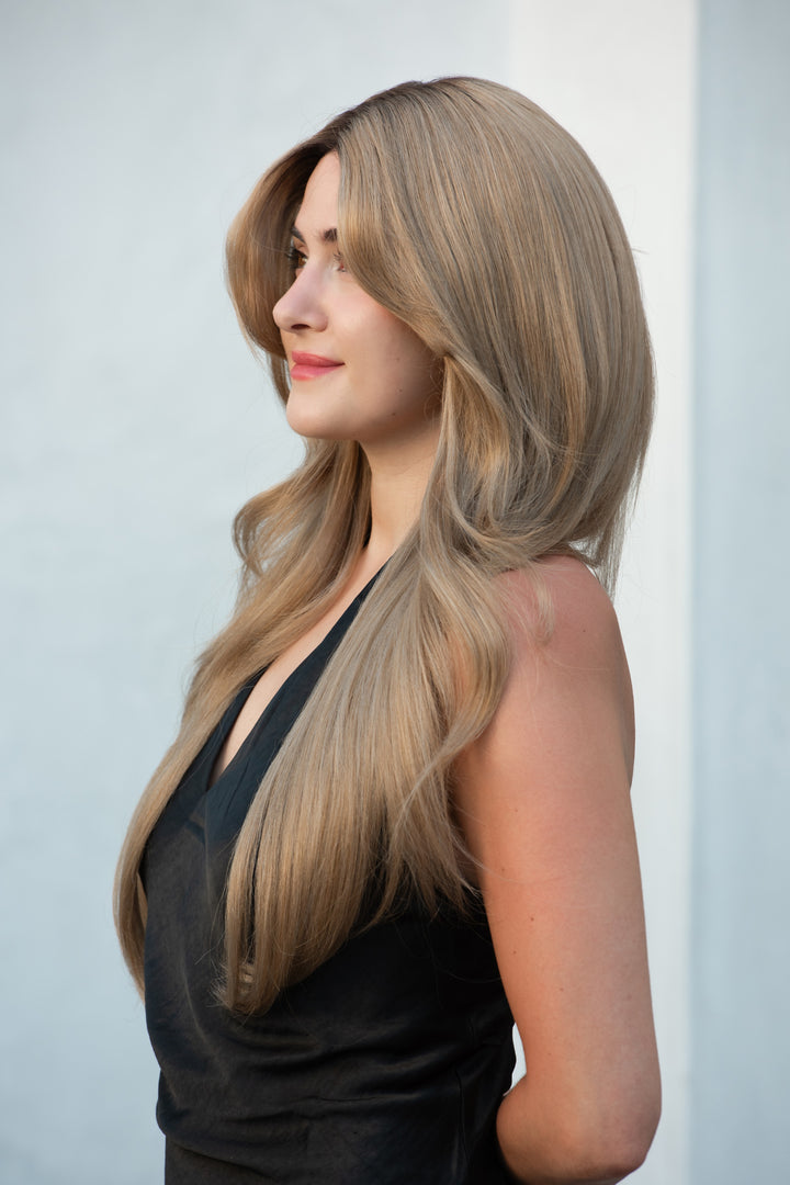 Golden Blonde Straight Lace Front Wig with two Bangs AYLA