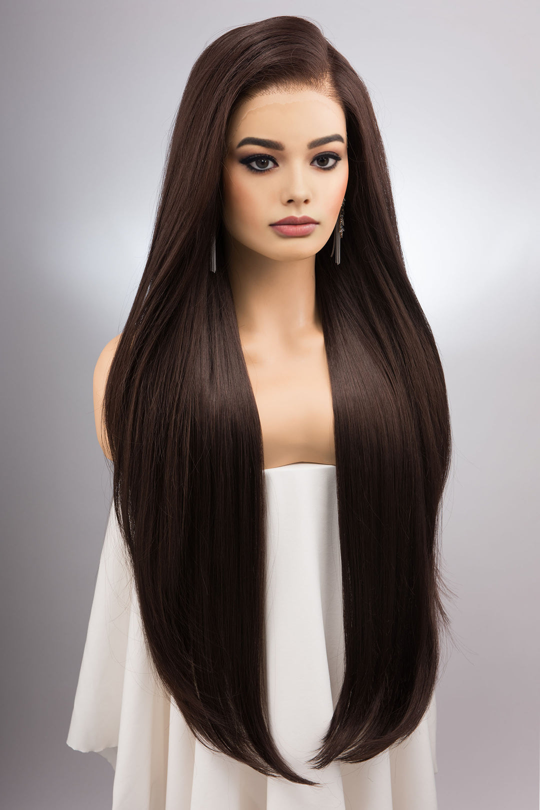 Chocolate Brown Straight 13" x 6" Lace Top Synthetic Hair Wig Morgan