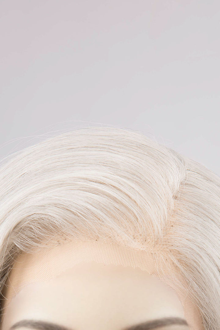 Pearl White Icy Silver Gray Straight Lace Top Synthetic Wig Manon Odella