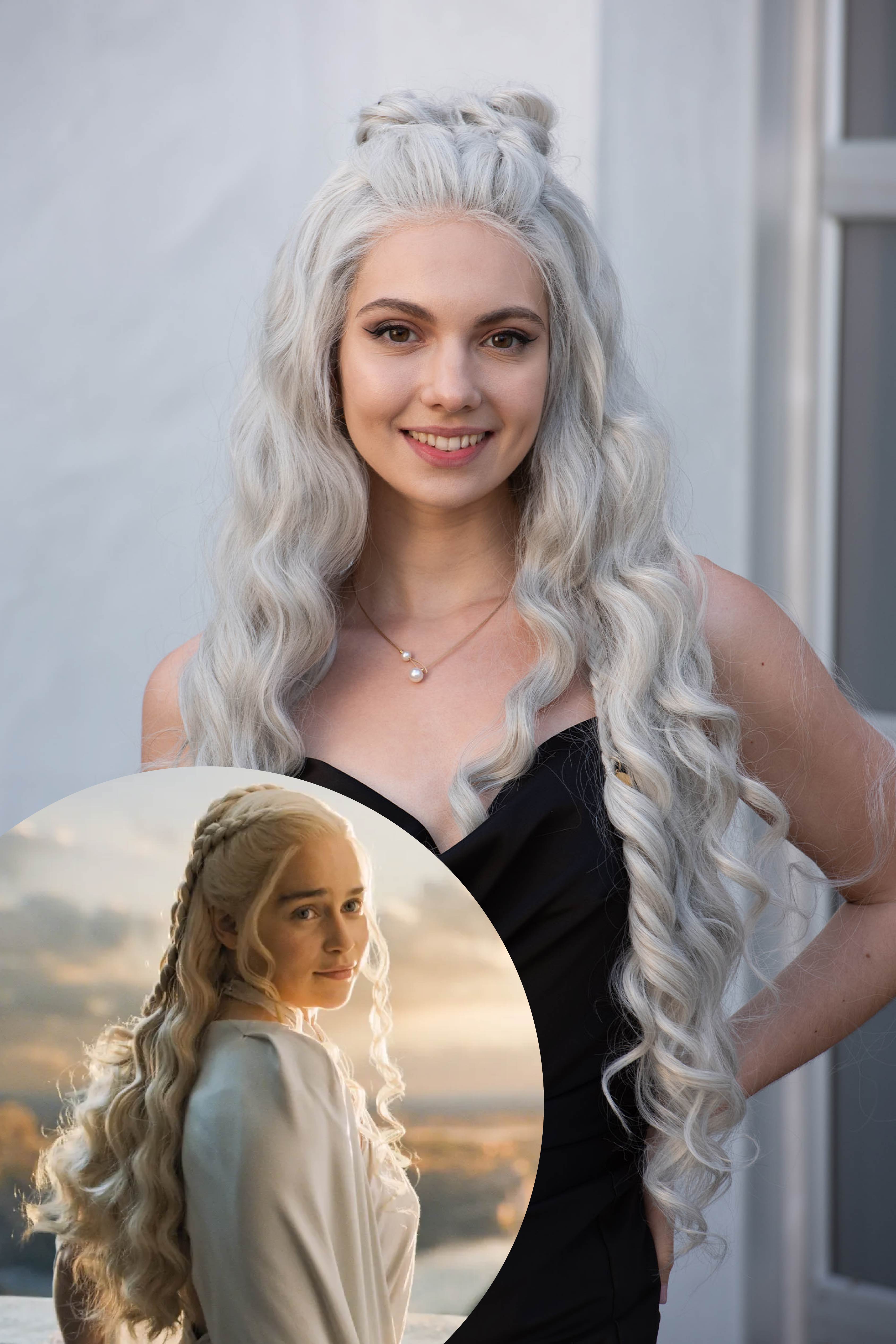 Pearl White Silver Gray Lace Top Wig Daenerys Orla – Her Wig  display picture 1
