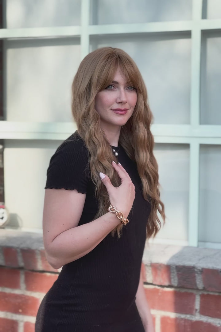 Strawberry Blonde Wavy Synthetic Wig with Bangs Amelie
