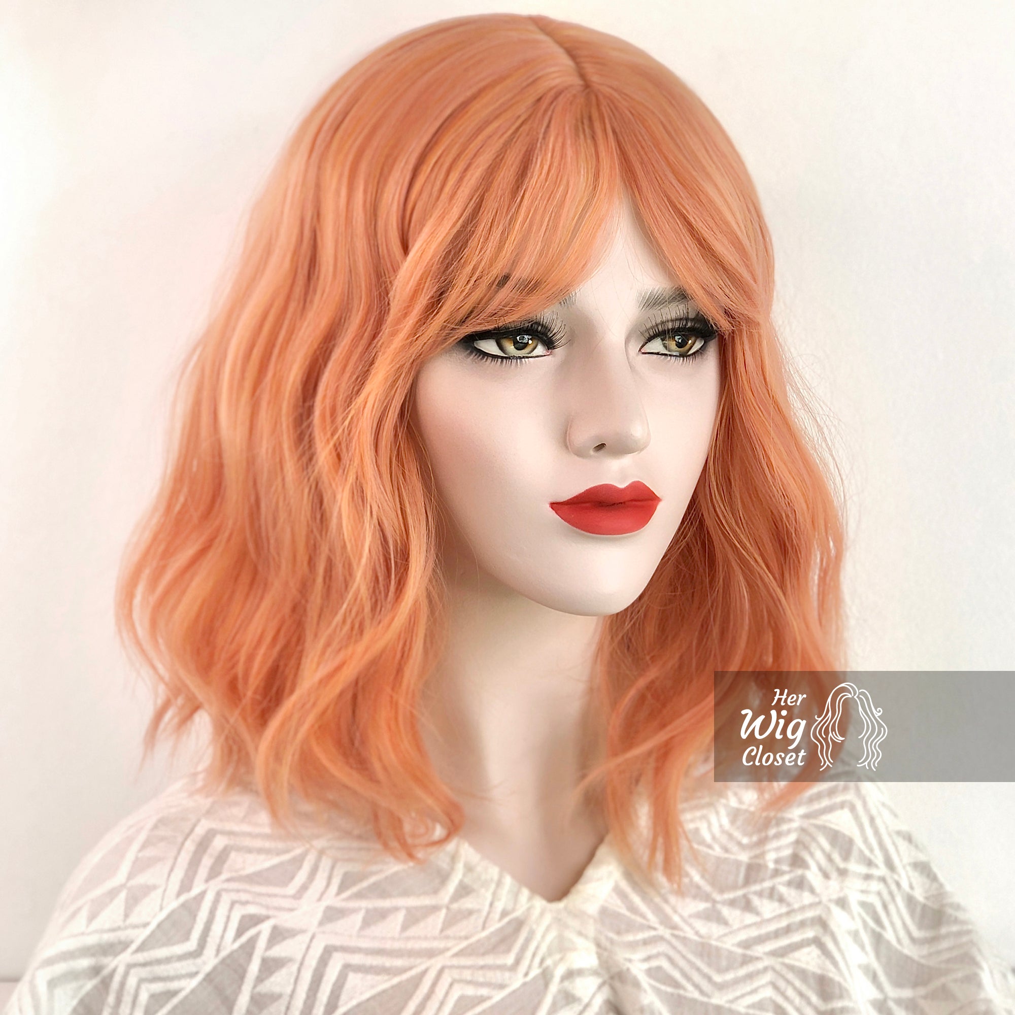 Ashy Red Wavy Wig with Bangs Cadie Her Wig Closet