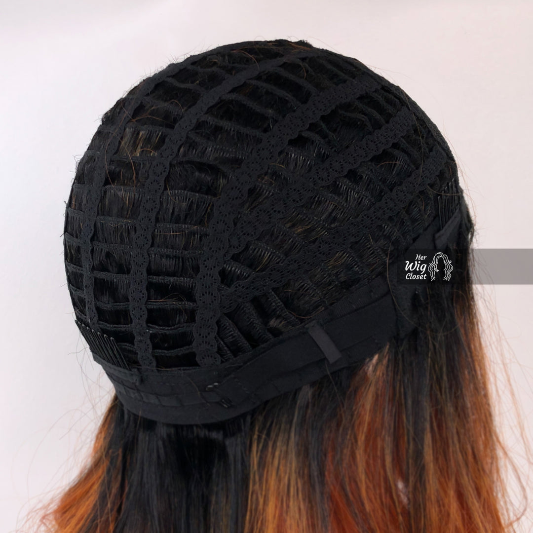 Dark Brown Ginger Red Ombre Wavy Lace Wig 12" | Primrose