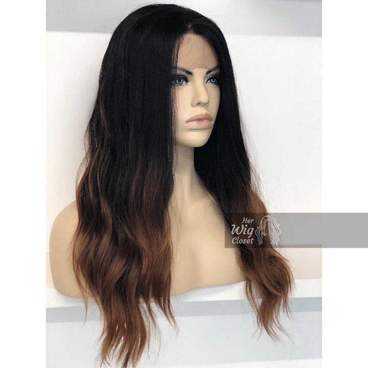 Samantha | Black Brown Ombre Wavy Lace Front Wig 24" Her Wig Closet