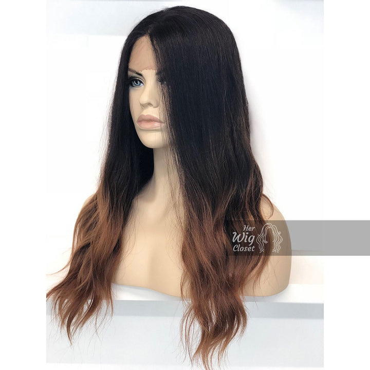 Samantha | Black Brown Ombre Wavy Lace Front Wig 24" Her Wig Closet
