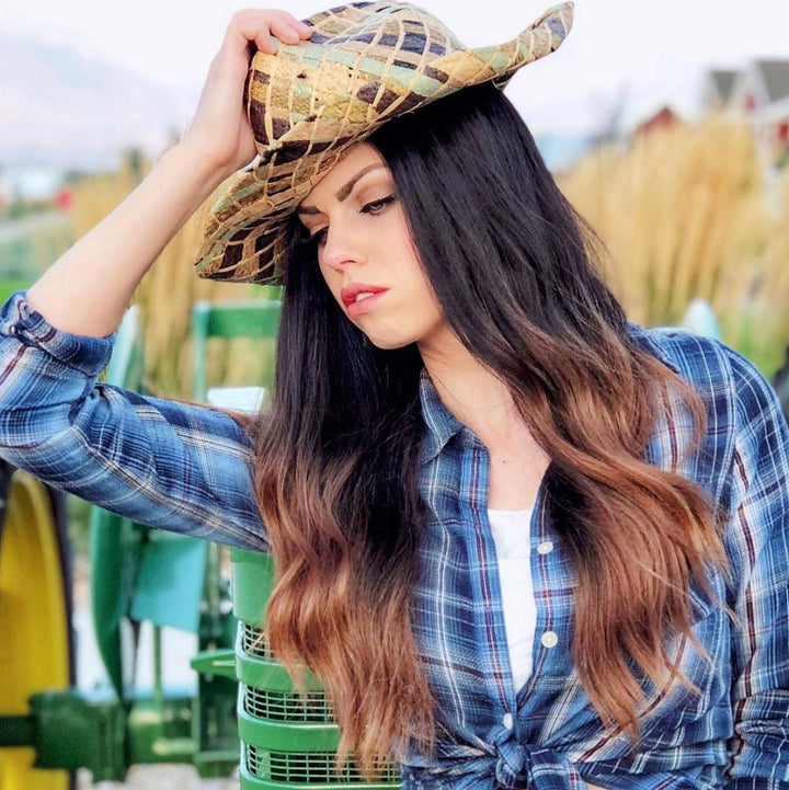Samantha | Black Brown Ombre Wavy Lace Front Wig 24" Her Wig Closet