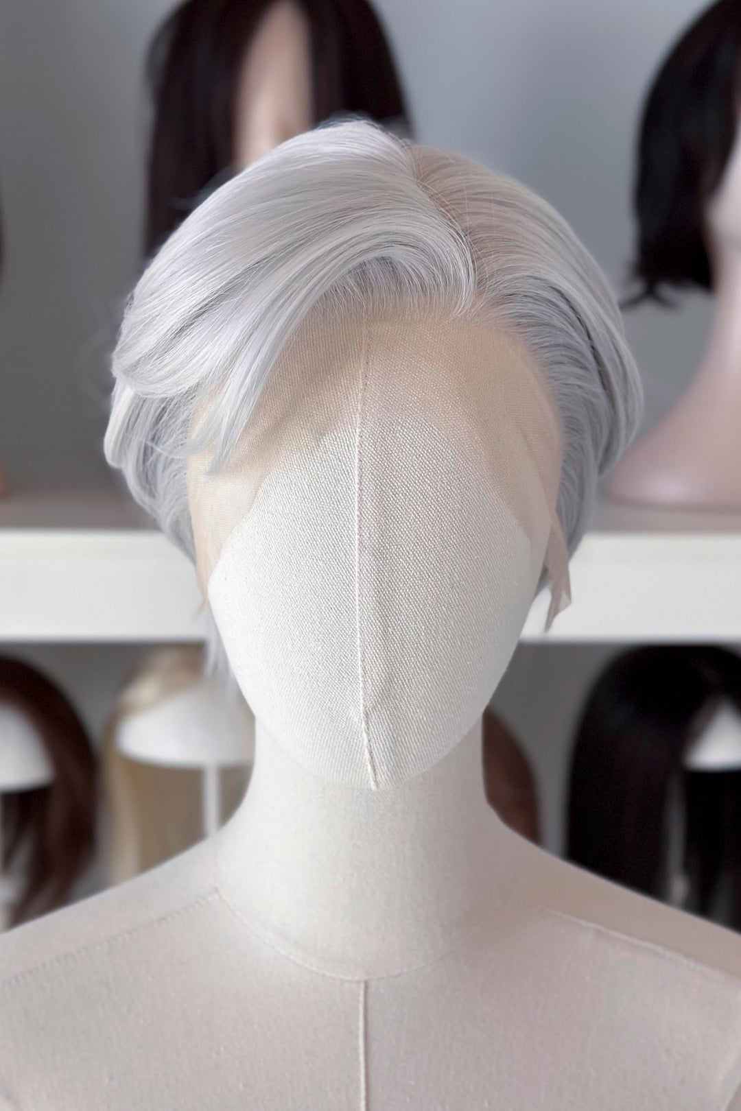 Icy Silver Short Straight Lace Front Wig Kallias