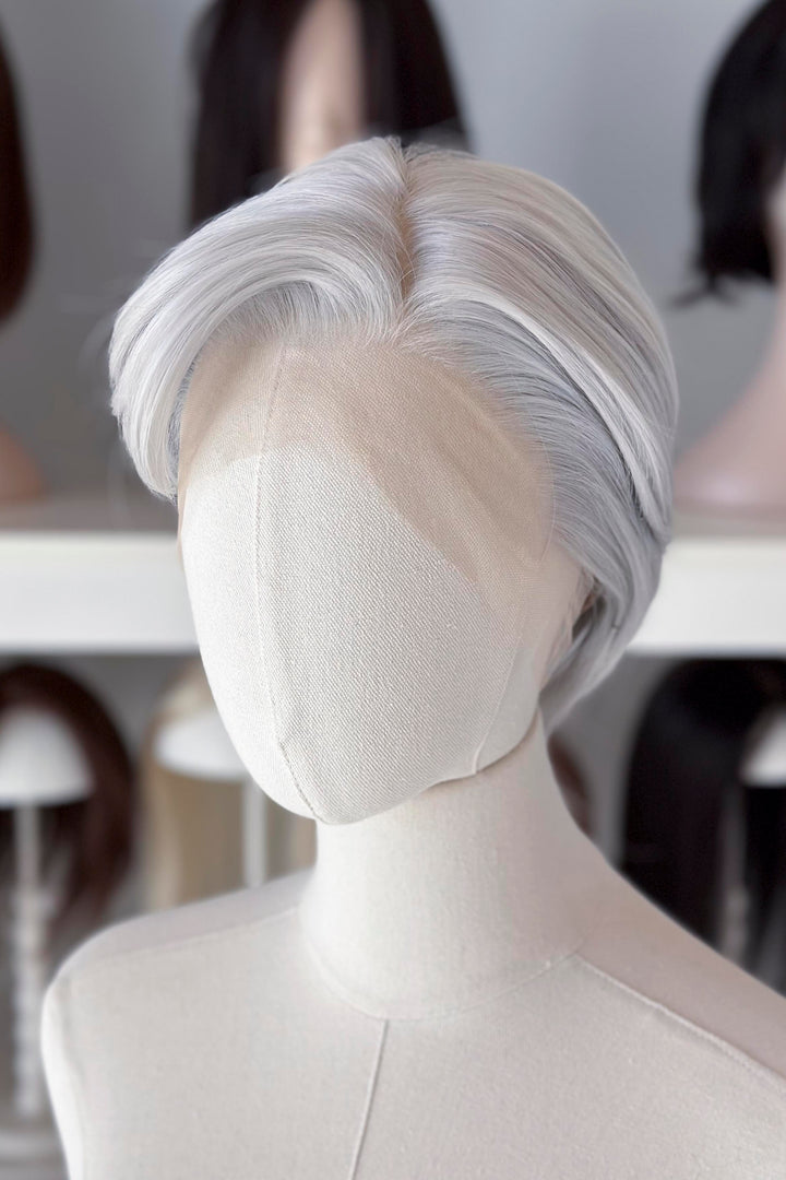Icy Silver Short Straight Lace Front Wig Kallias