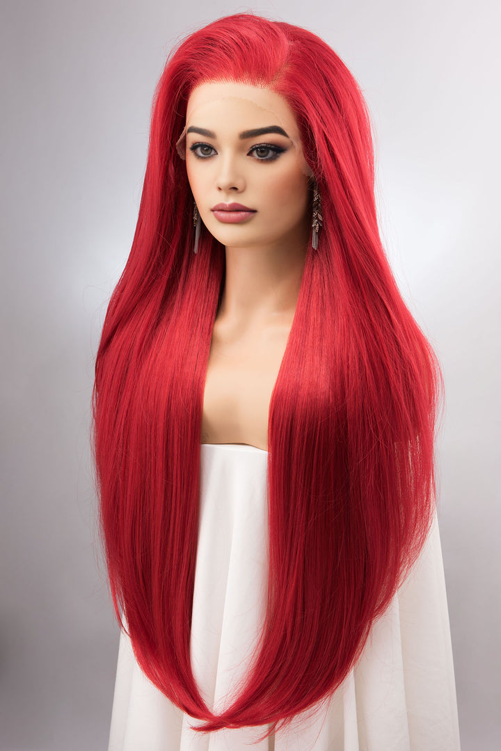 Red Wig Long Red Lace Wig Hollywood Glamour Wig Red Little Mermaid Wig Mera Wig Cosplay Wig Drag Queen Wig Aitana