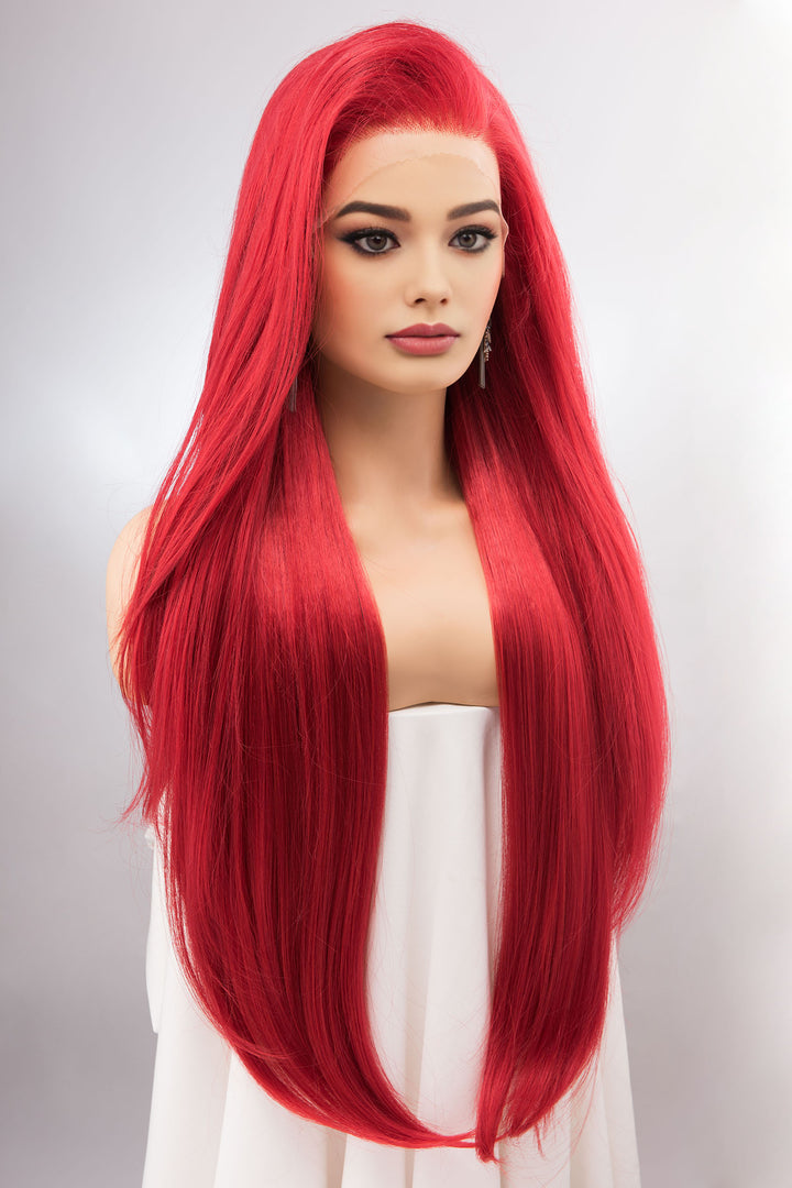 Red Wig Long Red Lace Wig Hollywood Glamour Wig Red Little Mermaid Wig Mera Wig Cosplay Wig Drag Queen Wig Aitana