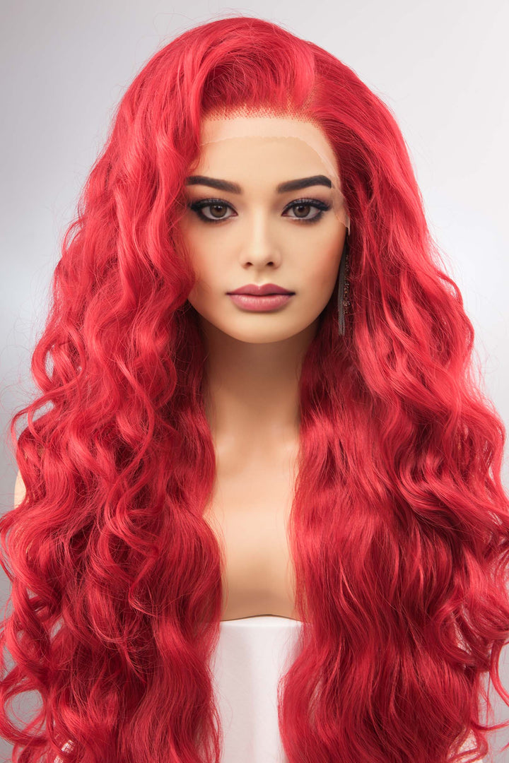 Red Curly Lace Front Synthetic Wig Amaya Ariel Look