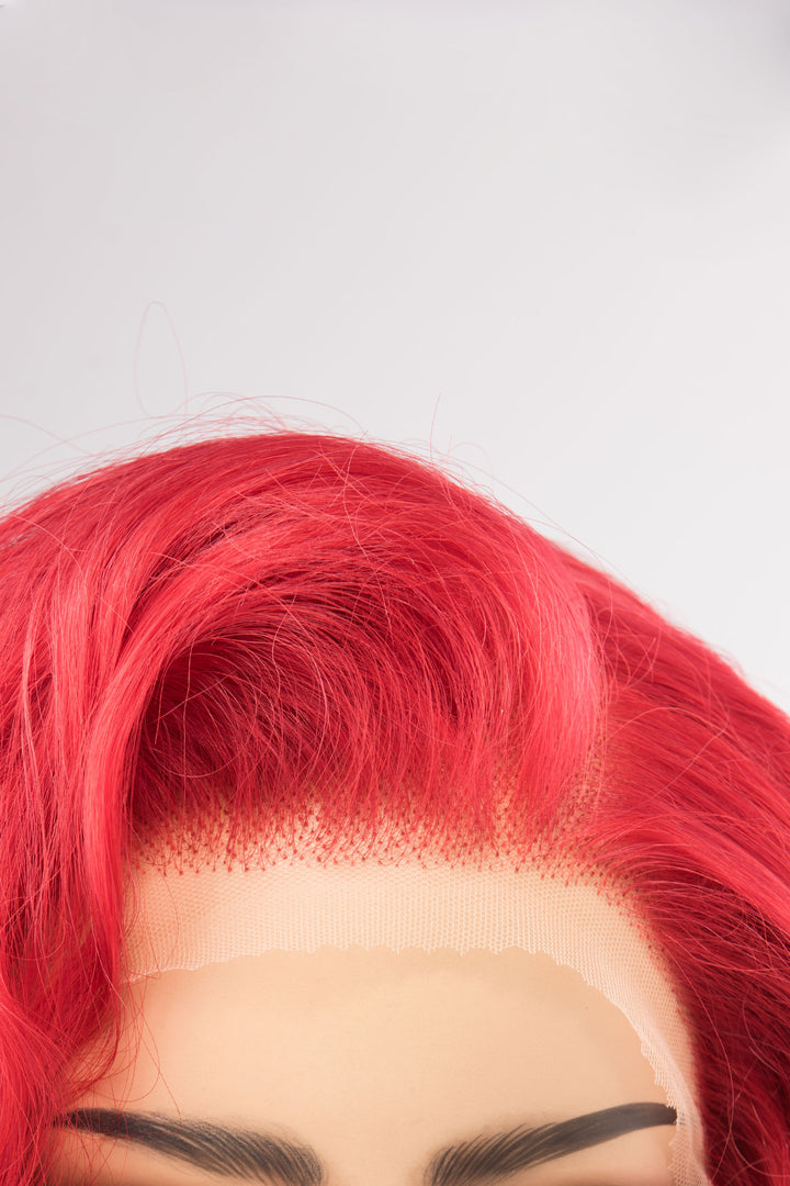 Red Curly Lace Front Synthetic Wig Amaya Ariel Look