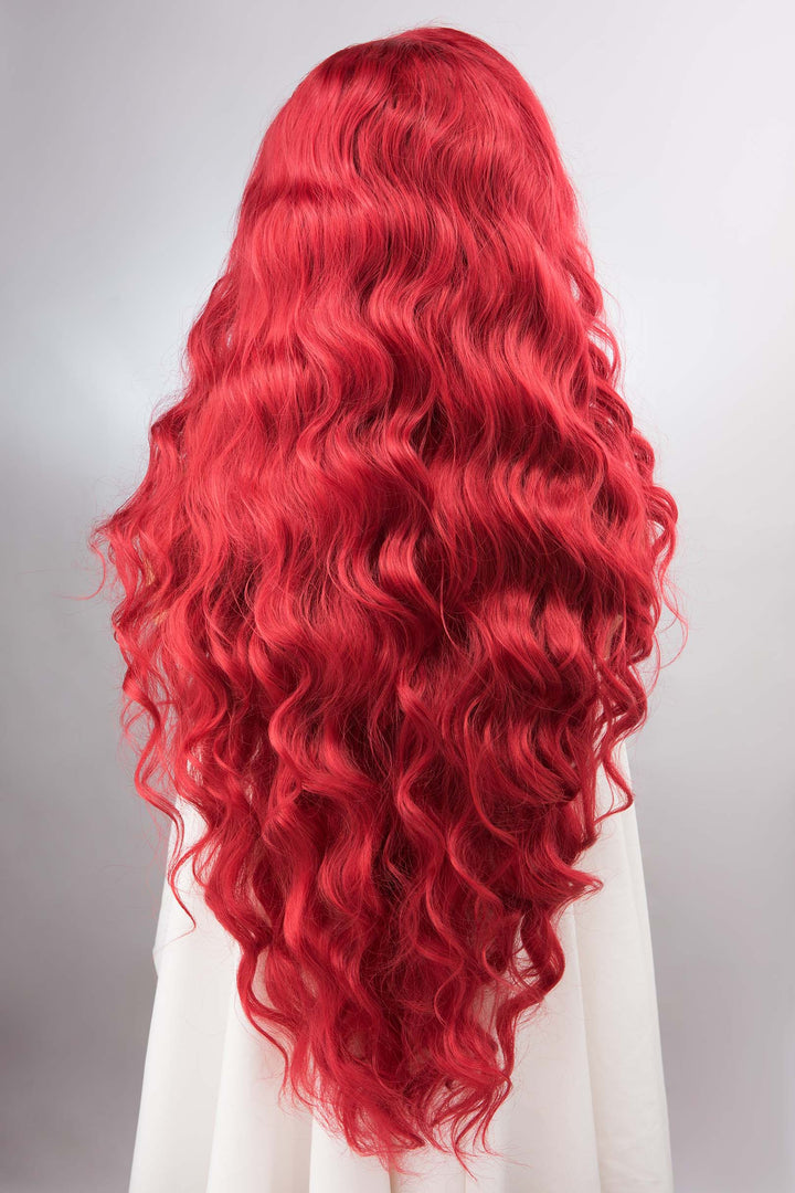 Red Curly Lace Front Synthetic Wig Amaya Ariel Look
