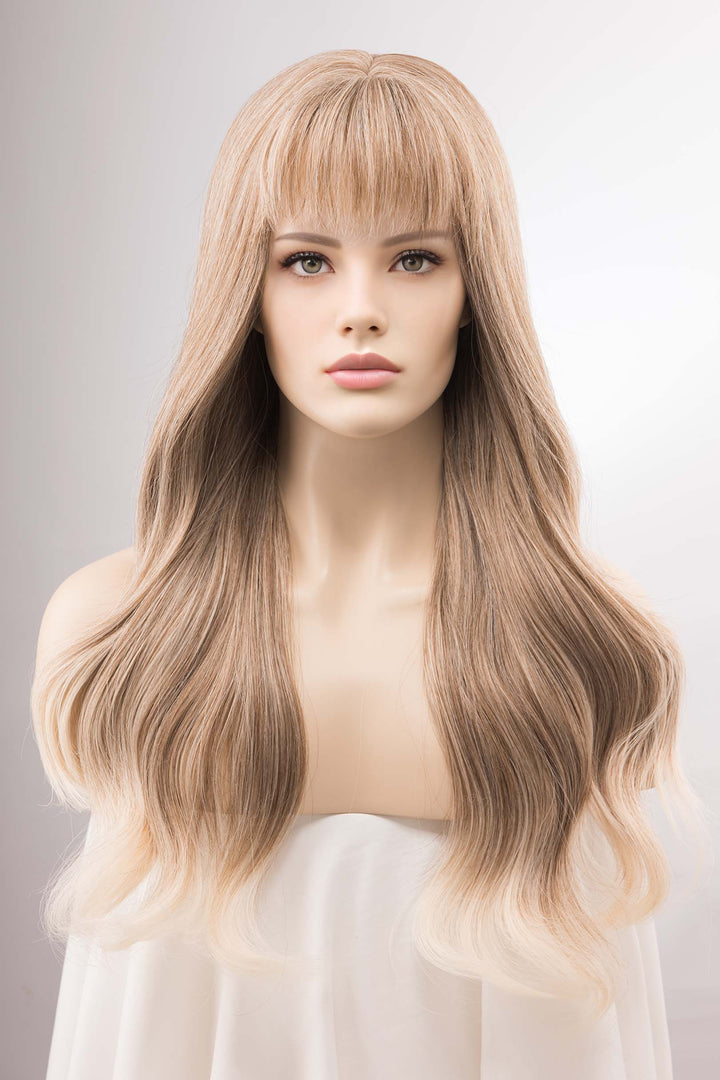 Ash Blonde Wavy Wig With Bangs | April