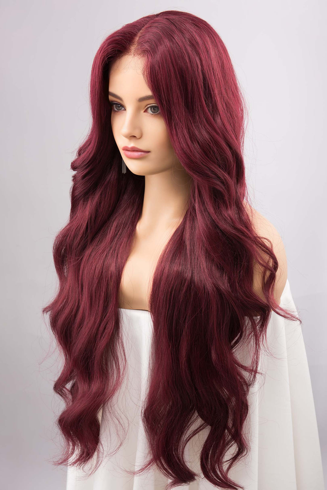 Burgundy Red Wig Lace Front Wig Wine Color Wig Drag Queen Wig Little Mermaid Cosplay Wig Halloween Costume Wig Ariel Cosplay Aries