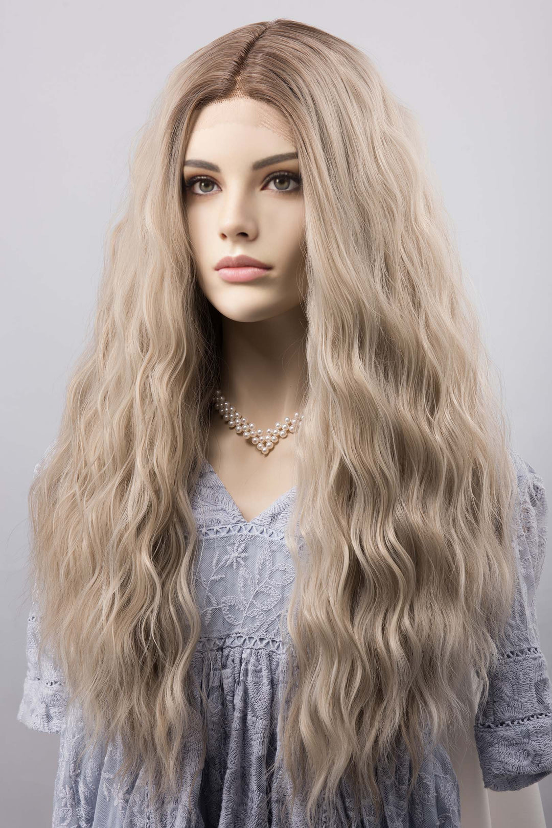 Creamy Ash Blonde Wig Wavy Lace Front Synthetic Wig Arya