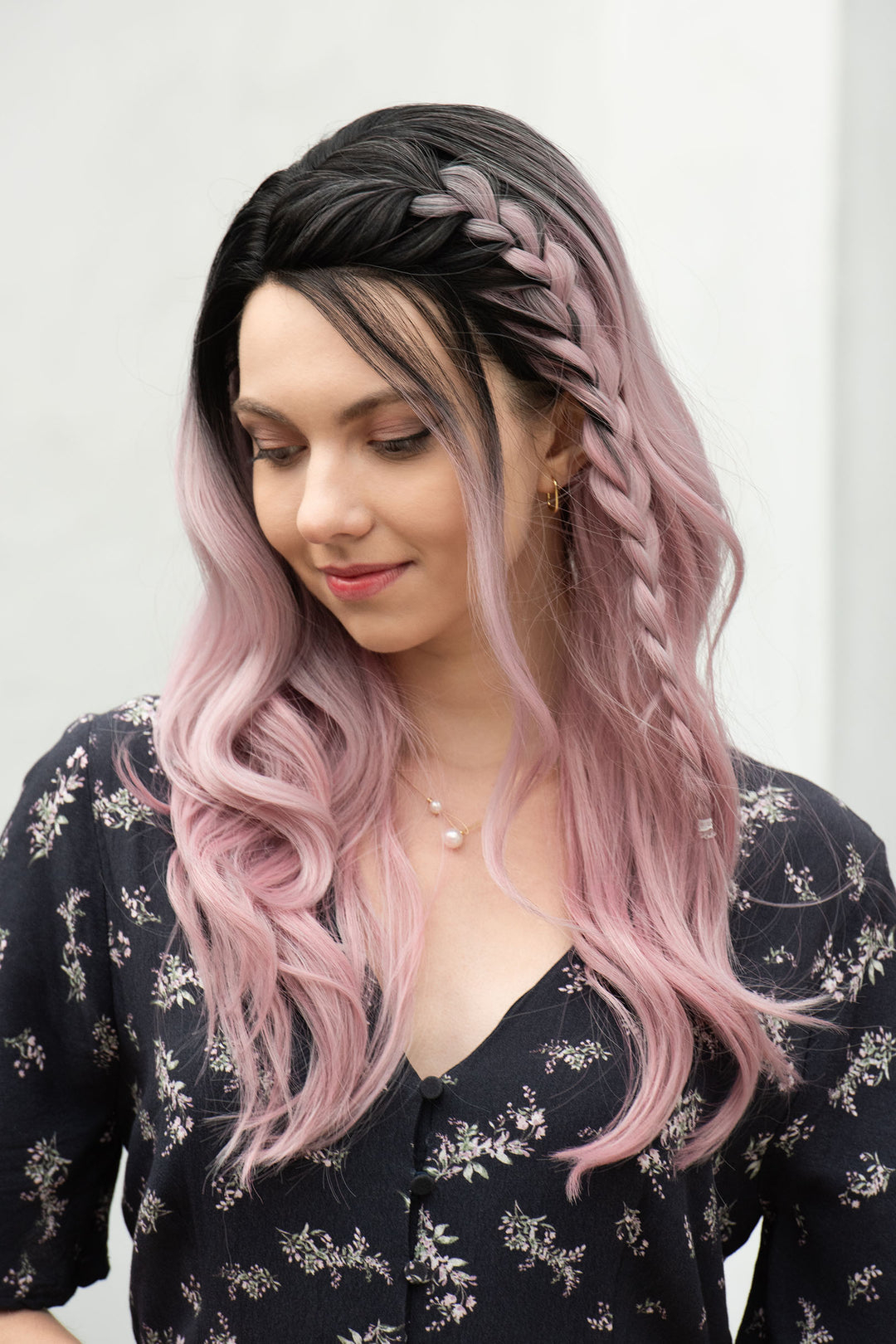 Pastel Pink Ombre Wavy Lace Front Synthetic Wig Ashley