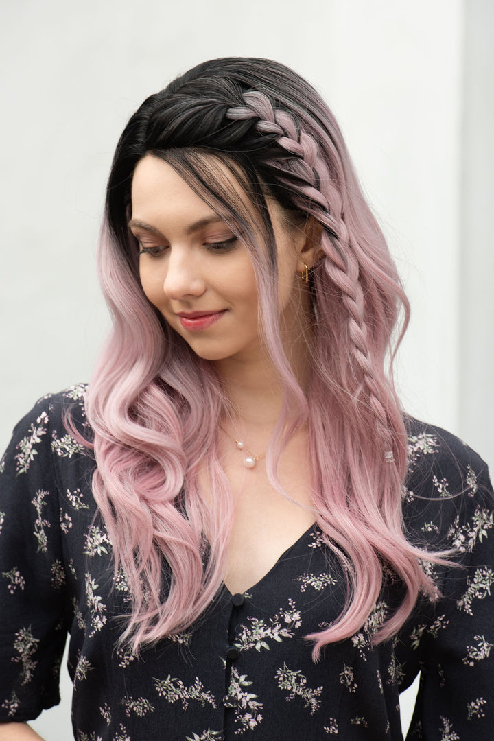 Pastel Pink Ombre Wavy Lace Front Synthetic Wig Ashley