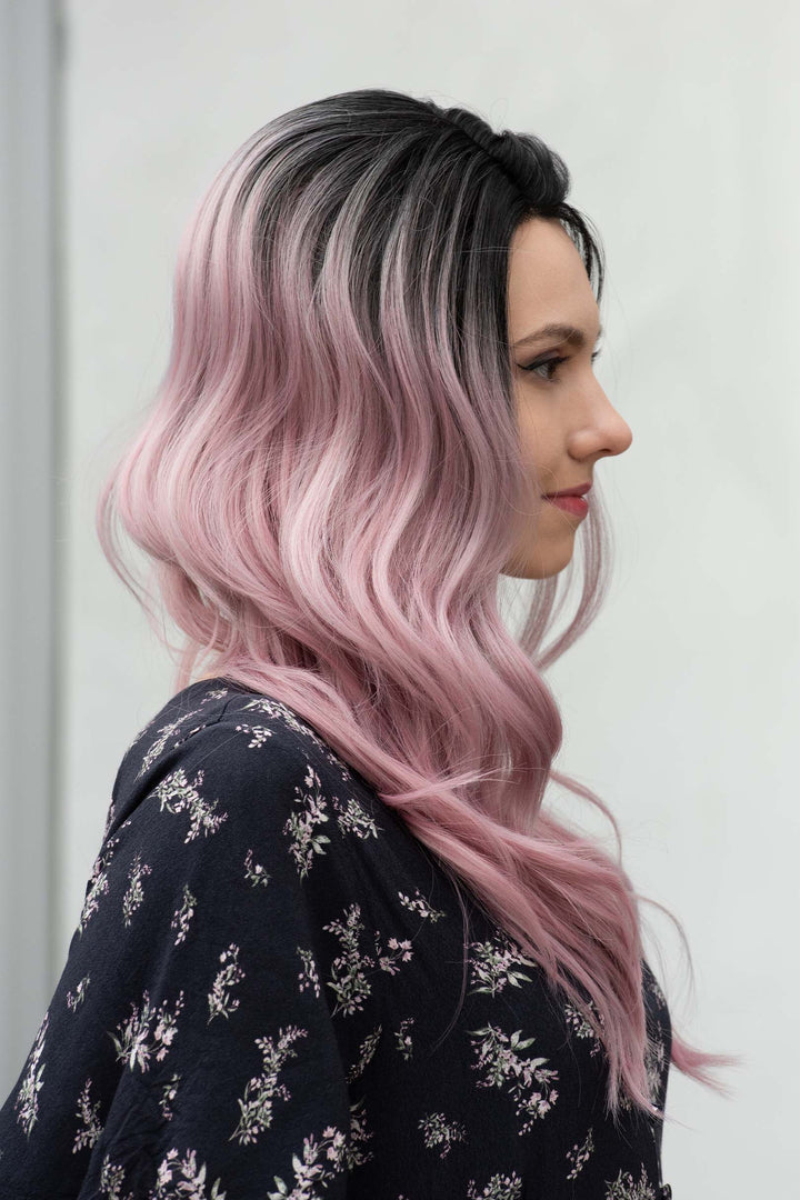 Pastel Pink Ombre Wavy Lace Front Synthetic Wig Ashley
