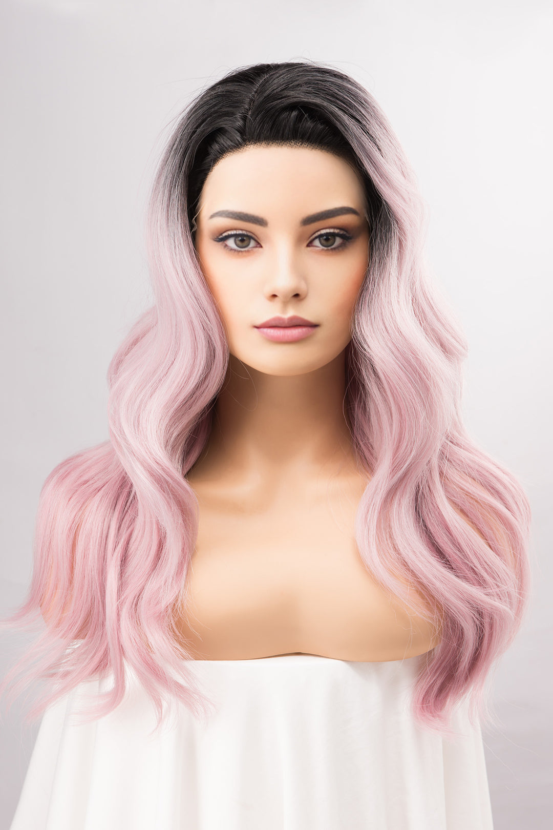 Pastel Pink Ombre Wavy Lace Front Synthetic Wig Ashley