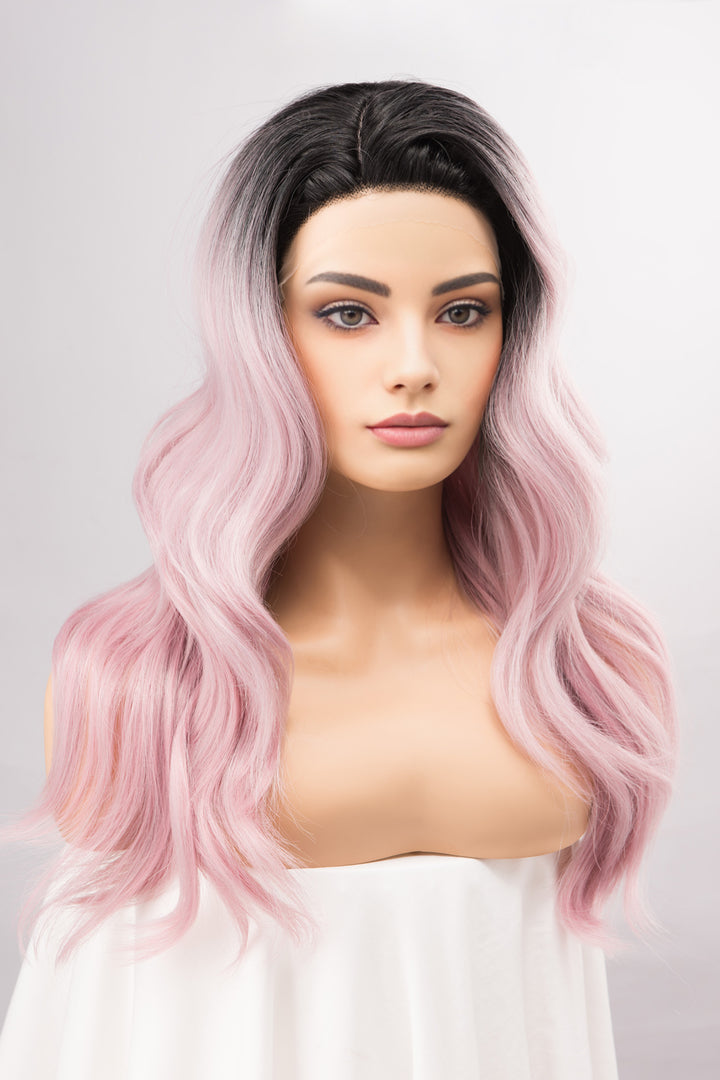 Pastel Pink Ombre Wavy Lace Front Synthetic Wig Ashley