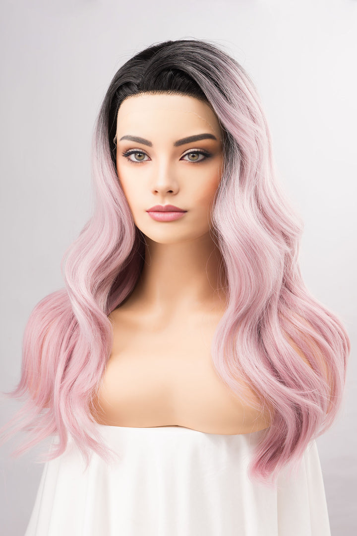 Pastel Pink Ombre Wavy Lace Front Synthetic Wig Ashley