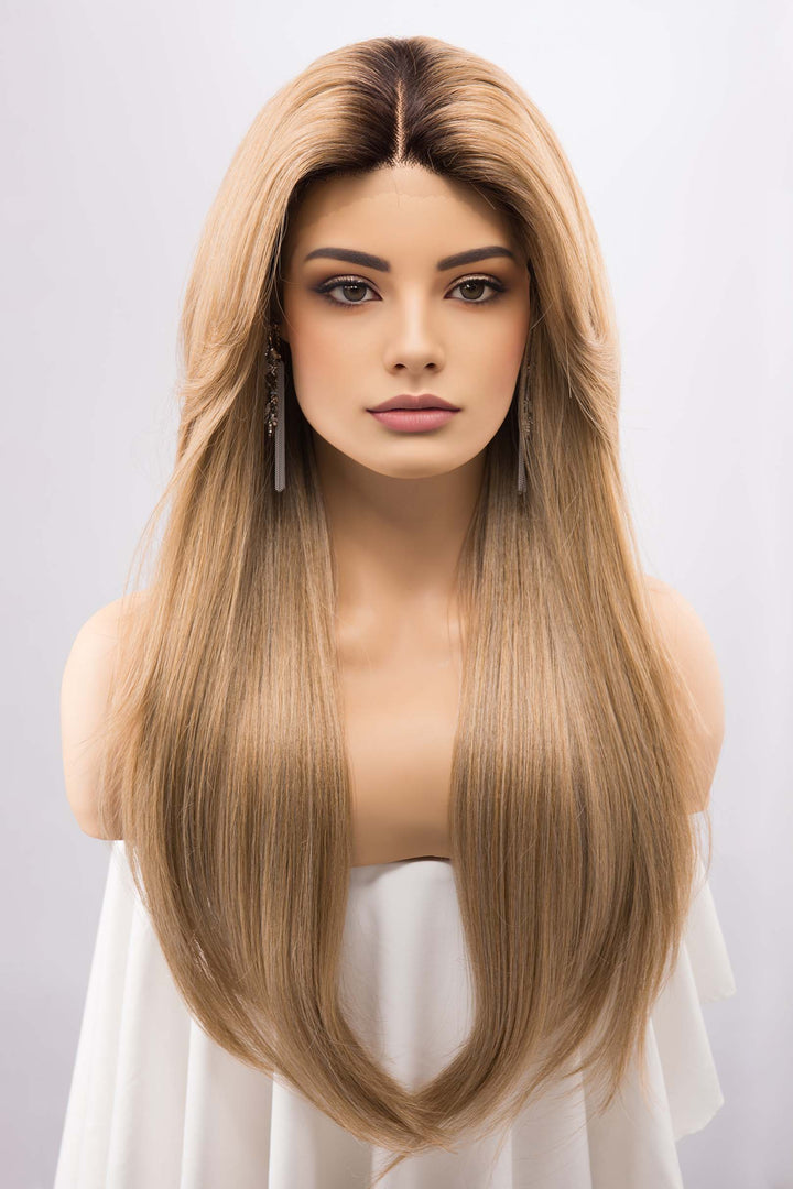 Golden Blonde Straight Lace Front Wig with two Bangs AYLA