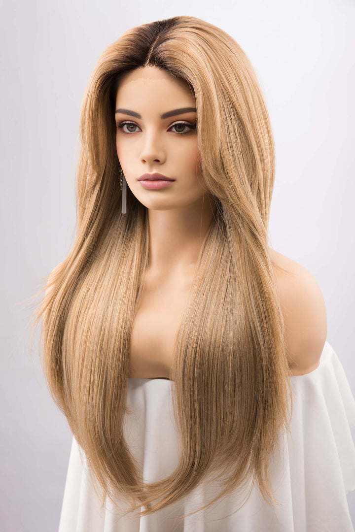 Golden Blonde Straight Lace Front Wig with two Bangs AYLA