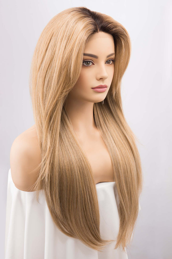 Golden Blonde Straight Lace Front Wig with two Bangs AYLA