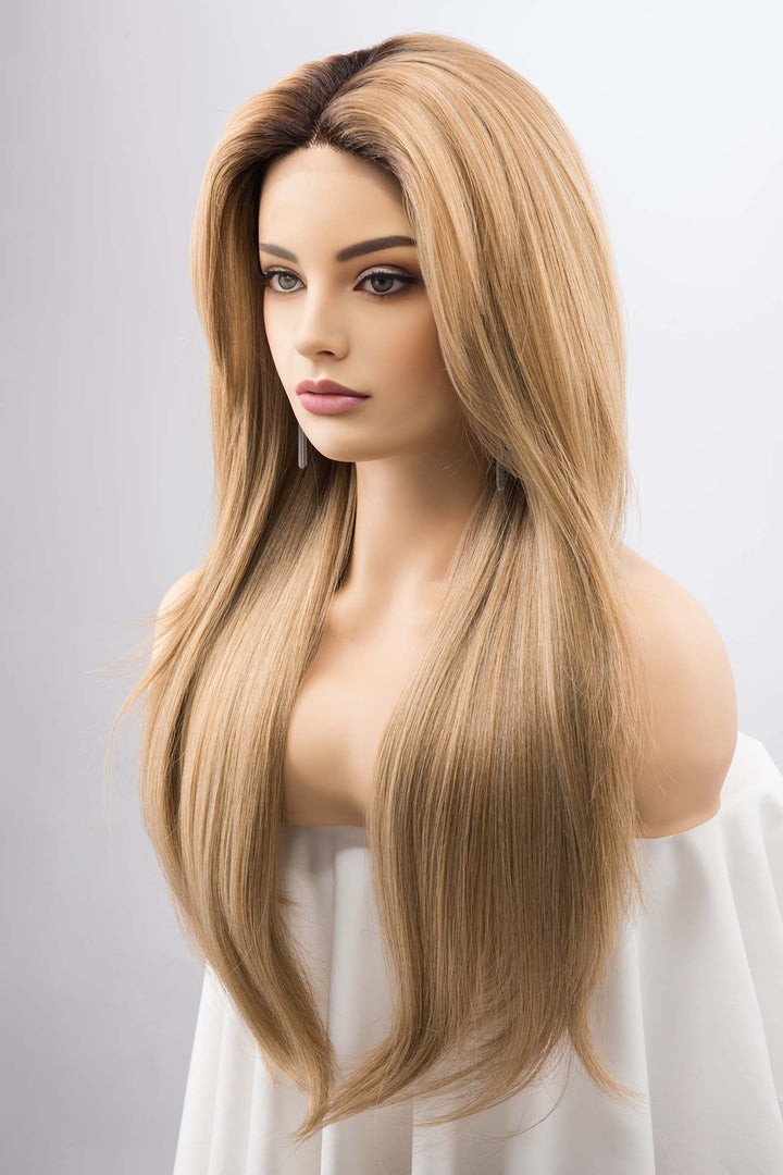 Golden Blonde Straight Lace Front Wig with two Bangs AYLA