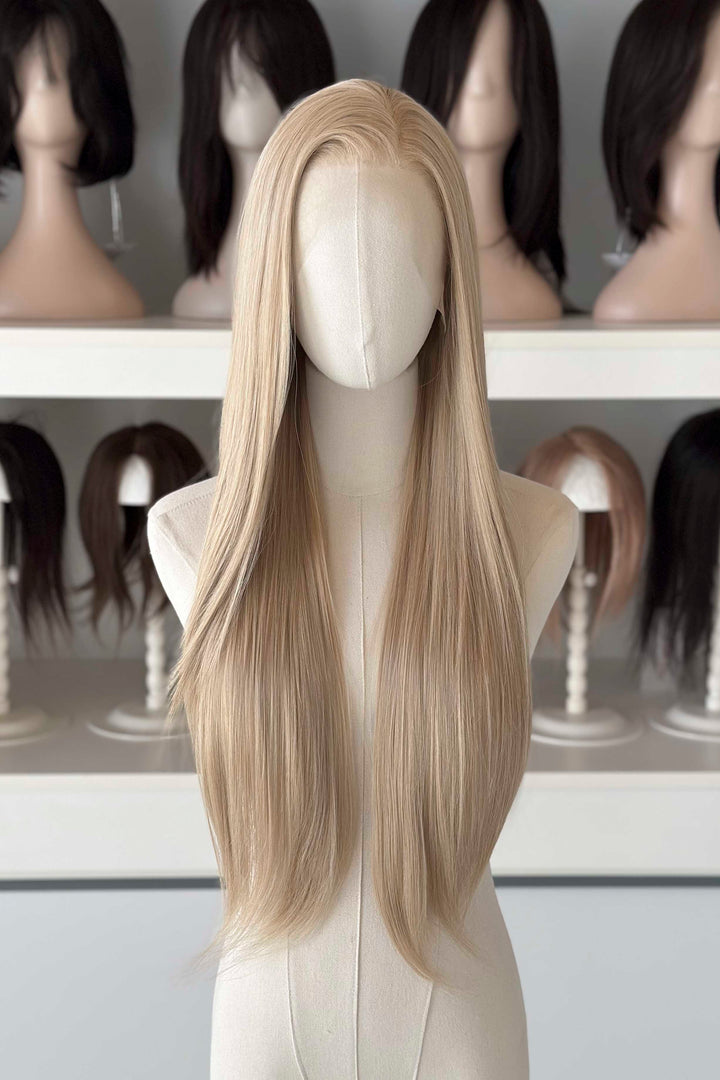 Champagne Sandy Blonde Straight Lace Front Synthetic Wig Camelia
