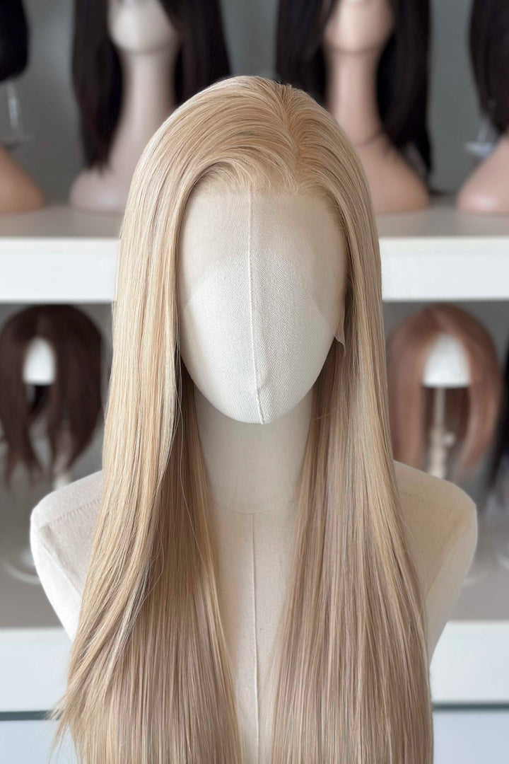 Champagne Sandy Blonde Straight Lace Front Synthetic Wig Camelia