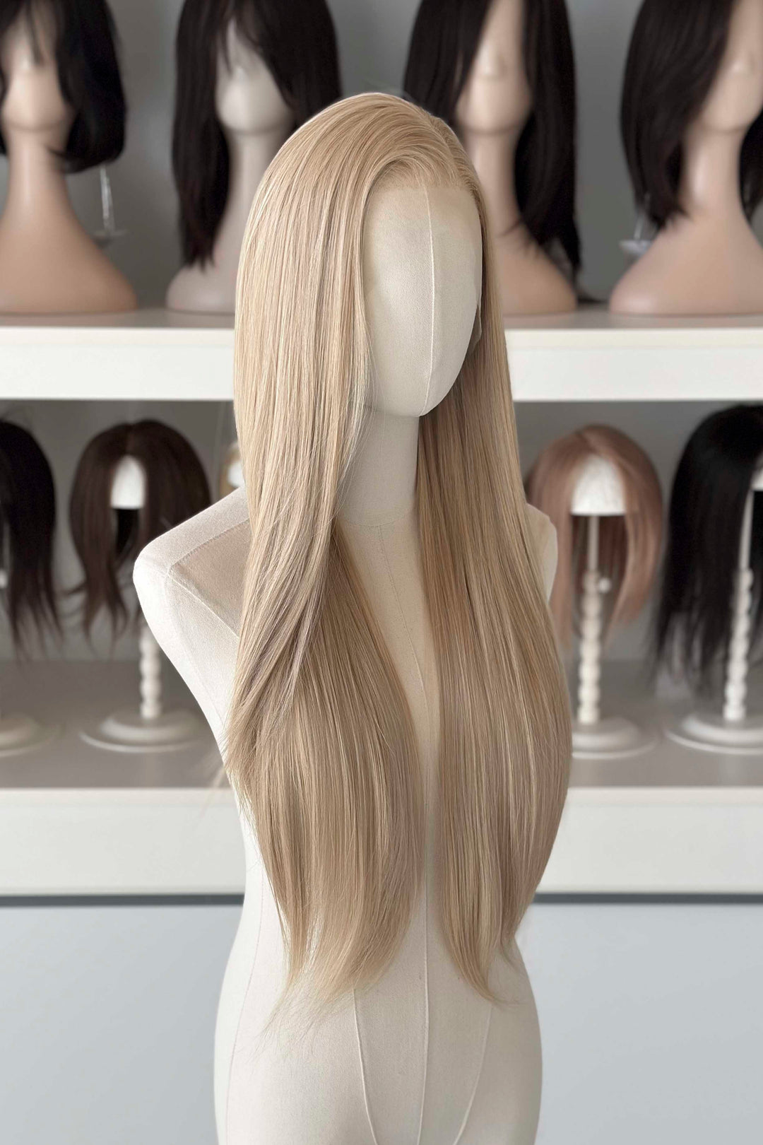 Champagne Sandy Blonde Straight Lace Front Synthetic Wig Camelia