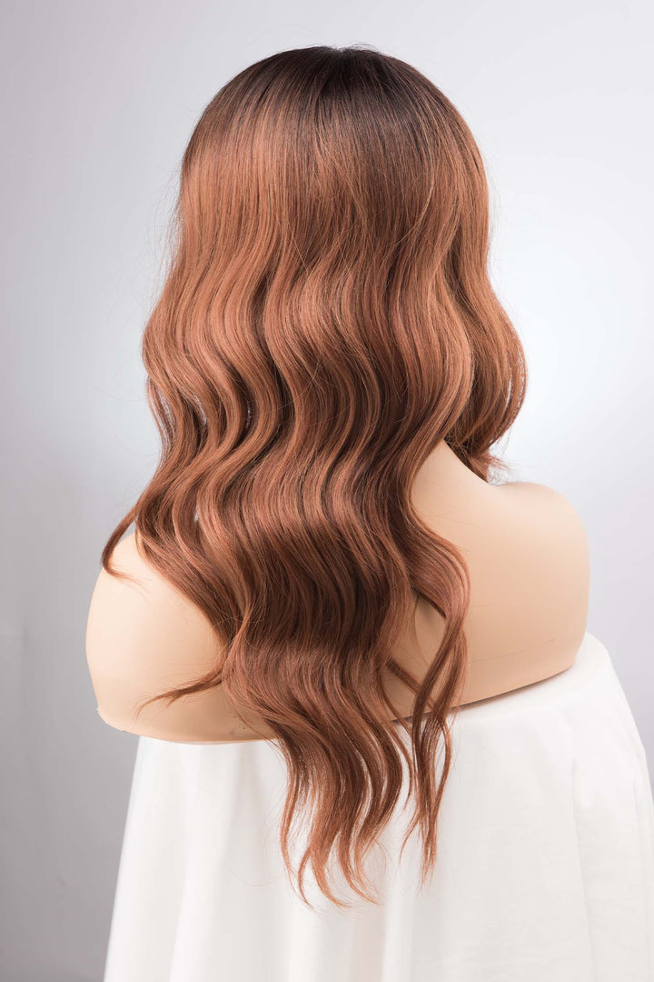 Dark Roots Copper Blonde Ombre Wavy Lace Wig 16" | Cassia