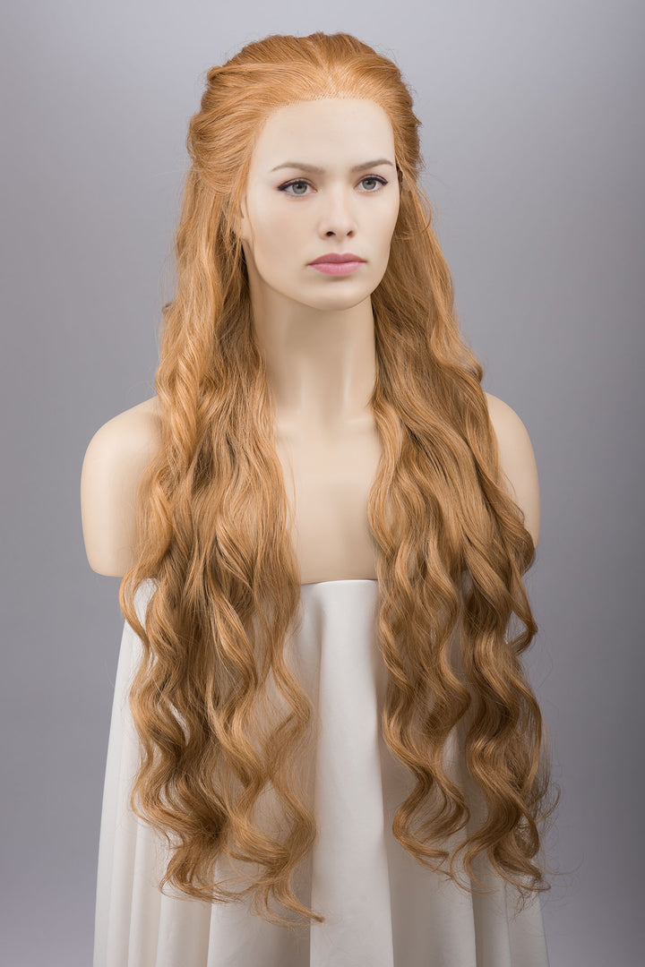 Strawberry Blonde Curly Lace Top Synthetic Wig Idina