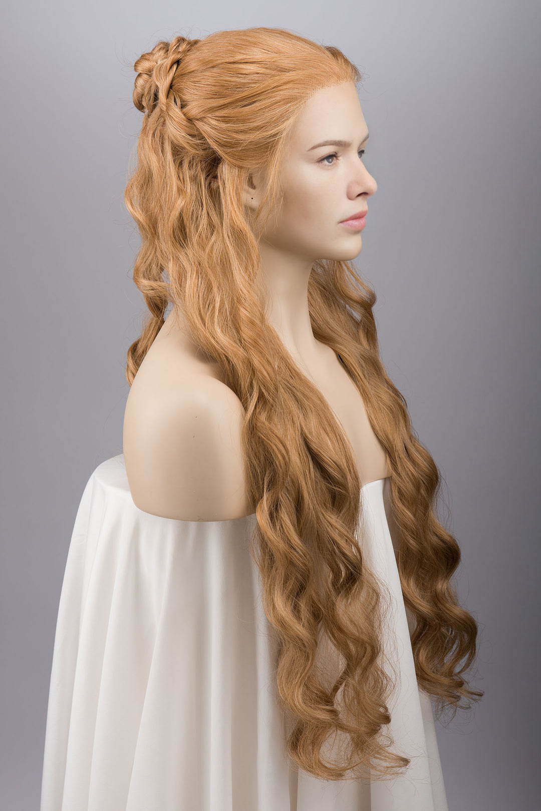 Strawberry Blonde Curly Lace Top Synthetic Wig Idina