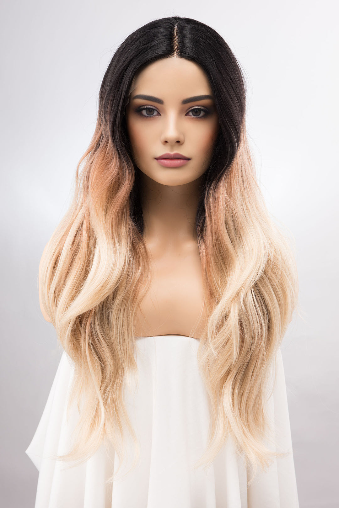 Chloe | 26" Ombre Ash Blonde Wig Dark Roots