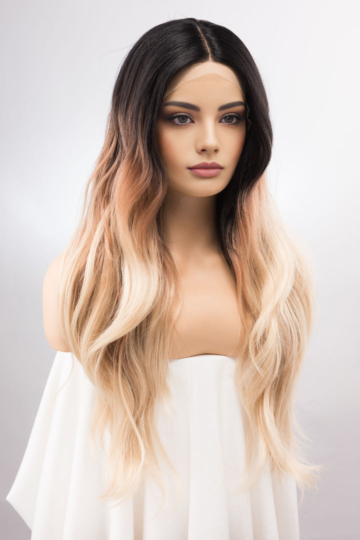 Chloe | 26" Ombre Ash Blonde Wig Dark Roots