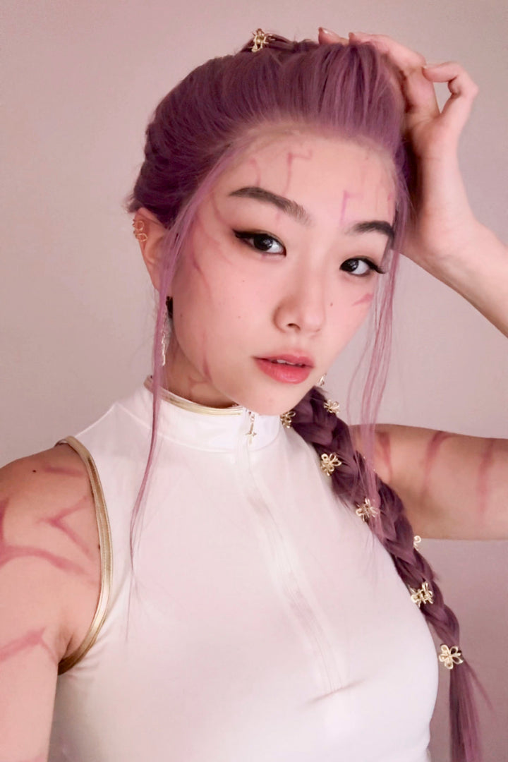 Lavender Straight Lace Front Synthetic Wig Rumi Braid Kylin