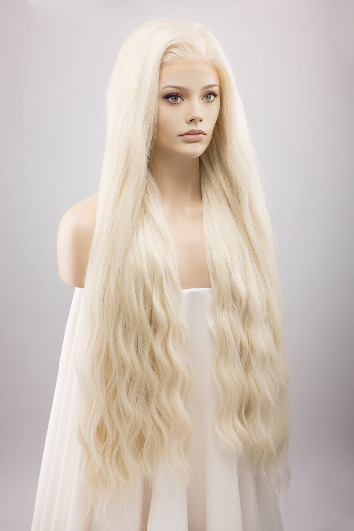 Icy Blonde Large Lace 13x6 Long Wavy Wig Game of Throne Rhaenyra Daenerys