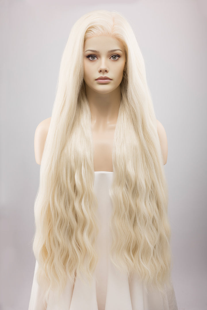 Icy Blonde Large Lace 13x6 Long Wavy Wig Game of Throne Rhaenyra Daenerys