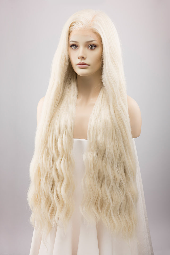 Icy Blonde Large Lace 13x6 Long Wavy Wig Game of Throne Rhaenyra Daenerys