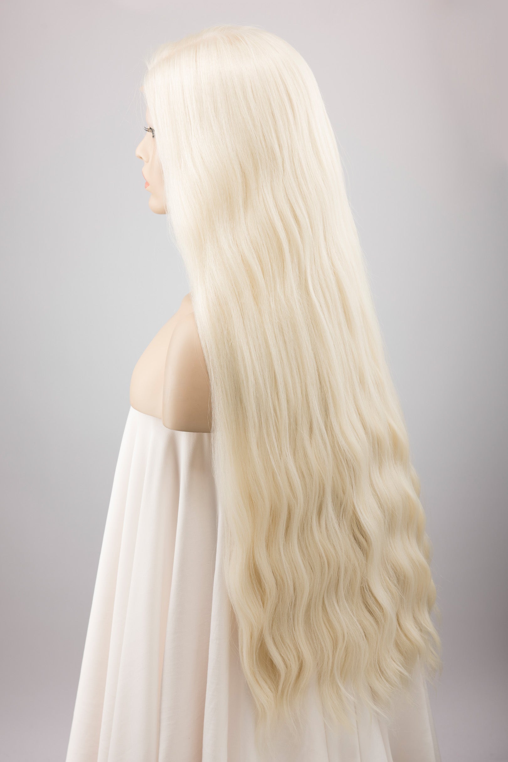 Pale Blonde Long Layered 3/4 Wig Fall – Wavy Synthetic Hair Piece For Women (Unisex Style)
