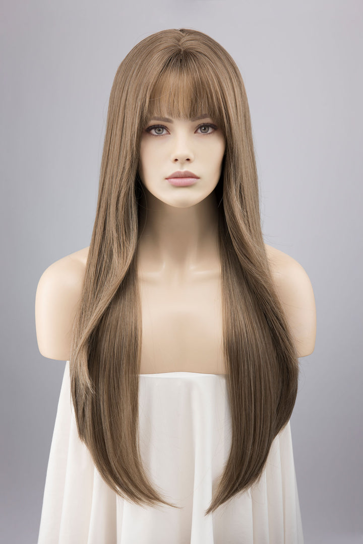 Ash Medium Brown Wig with Curtain Bangs Elena