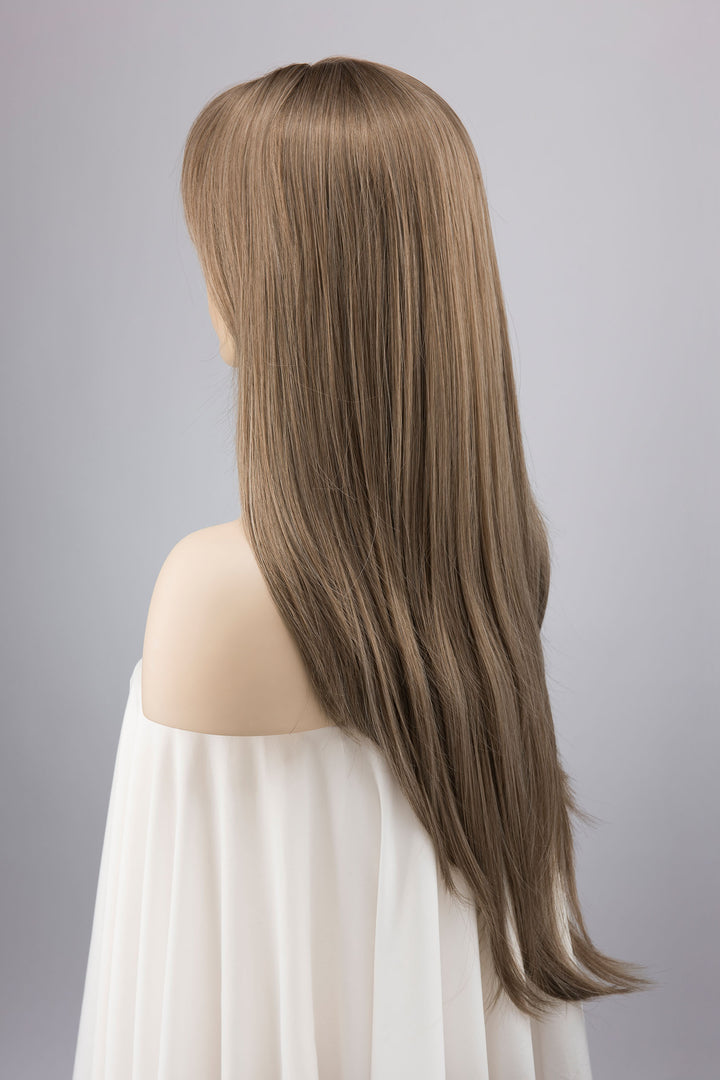 Ash Medium Brown Wig with Curtain Bangs Elena