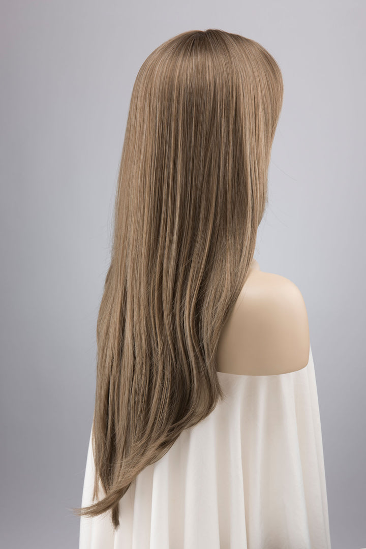Ash Medium Brown Wig with Curtain Bangs Elena